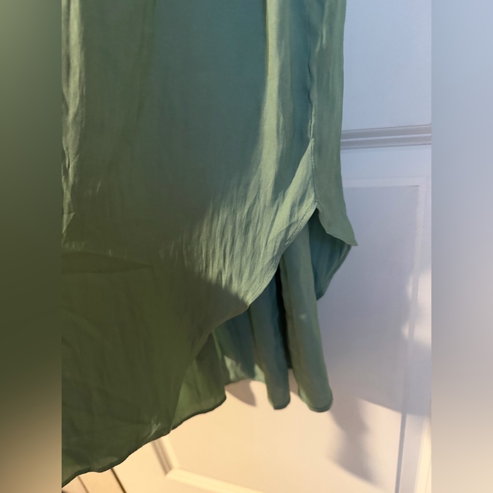 T TAHARI V-Neck Sleeveless Drawstring Waist Midi Dress Green sz 14 aprox boho - Picture 6 of 13